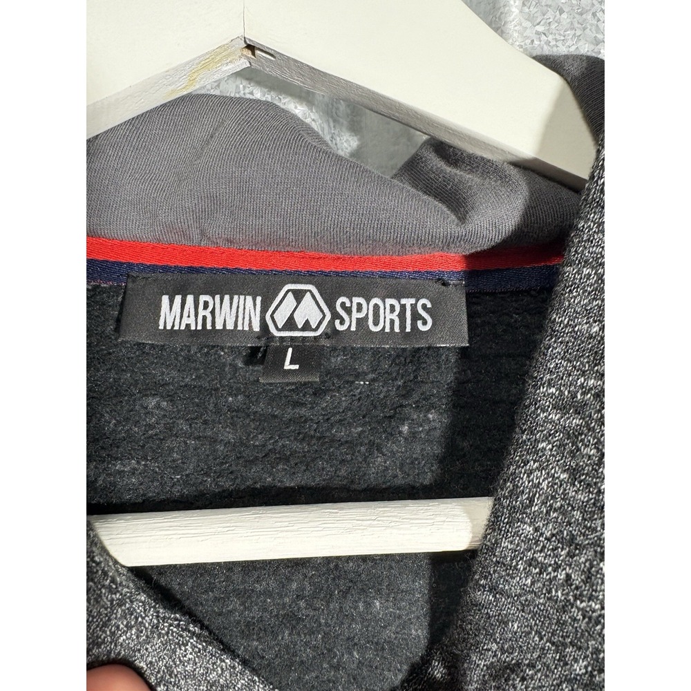 Marwin Sports Mens Hoodie Large L Gray Pullover Sweatshirt Kangaroo Pocket L - Picture 6 of 9